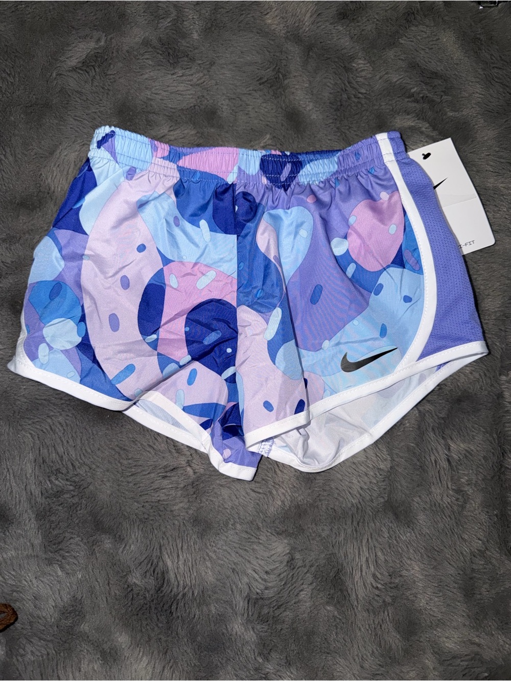 Nike Girls' Abstract Print Running Shorts — Blue & Purple & Pink